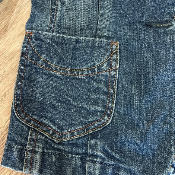 Y2K 2005 Gap Stretch Denim Jacket dual front pocket floral back collar Sz 6 - Picture 4 of 11